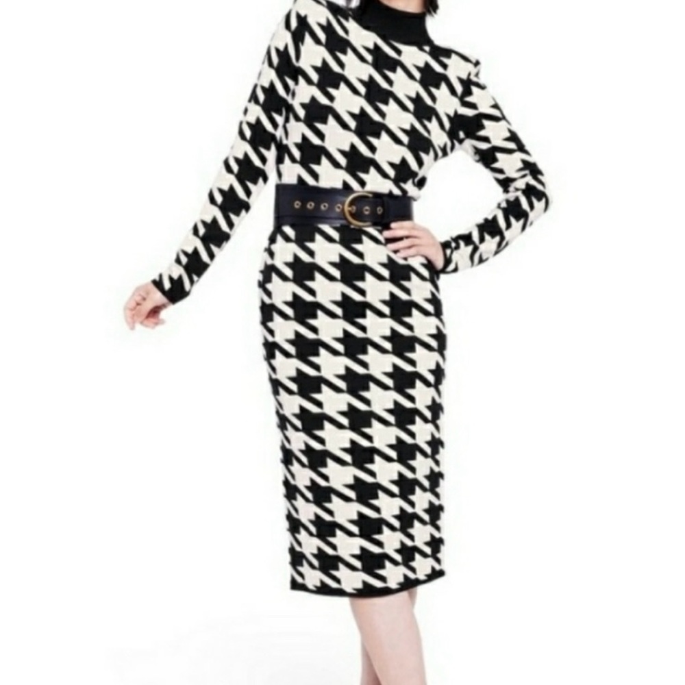 NWT Sergio Hudson Houndstooth sweater midi dress, Size XS! Sold out!